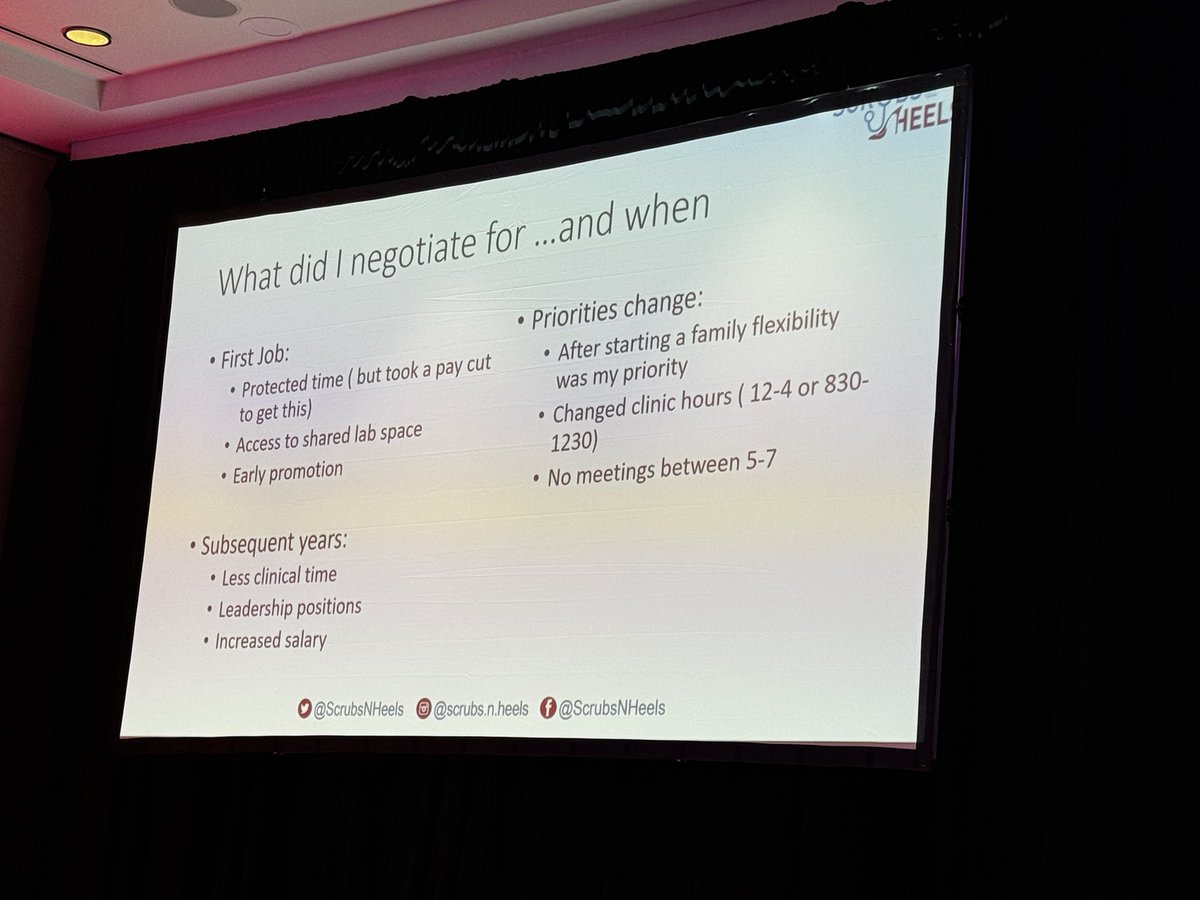 Pearls of wisdom from @DrJessicaA ⭐️ Define what matters to you 💰⏱️ ⭐️ Negotiations don’t just happen once ⭐️ Always be asking for something! ⭐️ See what others are happening #ScrubsNHeels24 #Negotiatelikeaboss