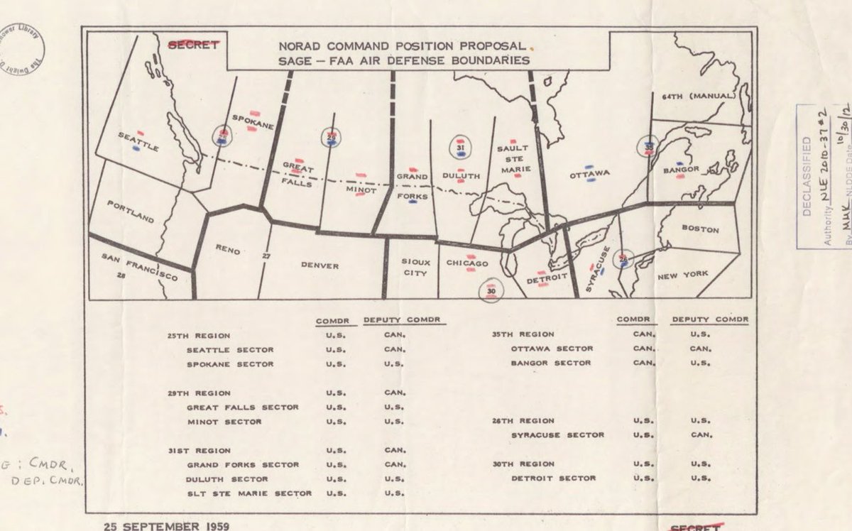 1958 Map depicting NORAD’s air defense boundaries