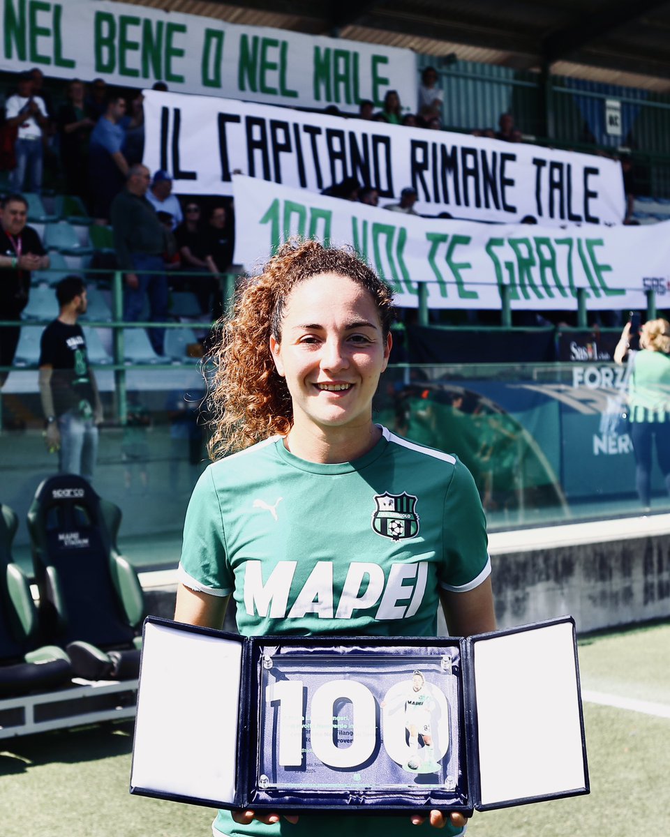 1️⃣0️⃣0️⃣ volte 🖤💚 La capitana Maria Luisa Filangeri raggiunge le 100 presenze in #SerieAfemminile con la maglia neroverde! Scopri la promo dedicata 👉 bit.ly/3xsXfAC #ForzaSasol 🖤💚