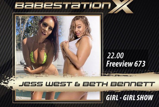 Always a treat! A fantastic girl/girl duo LIVE on your TV tonight! @BethUndressed &amp; @jesswestxxx Freeview<a href="/tag/bsx"class="tags"><span>#bsx</span></a>