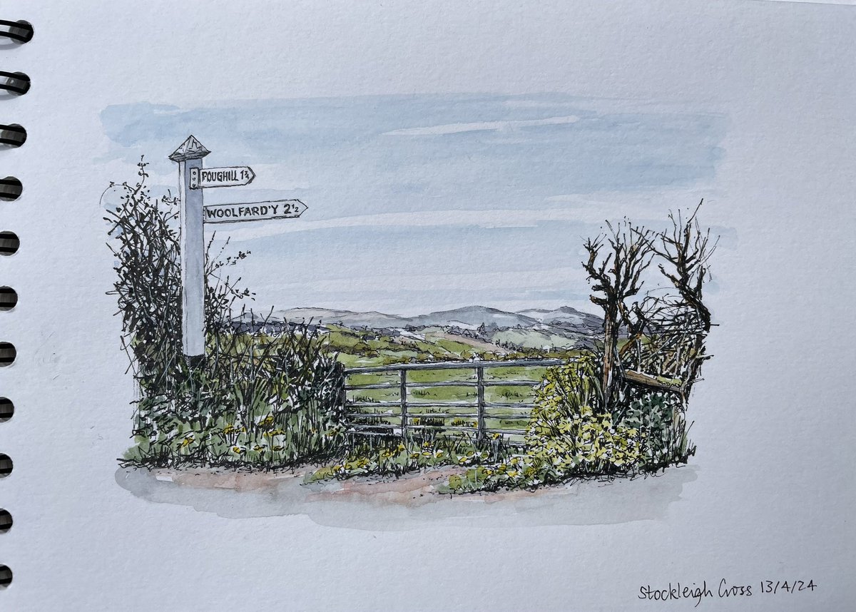 A trip out on the bike this morning to enjoy the beautiful spring weather and do a bit of drawing/painting…

#art #ink #watercolour #Devon #landscape #signpost #bike