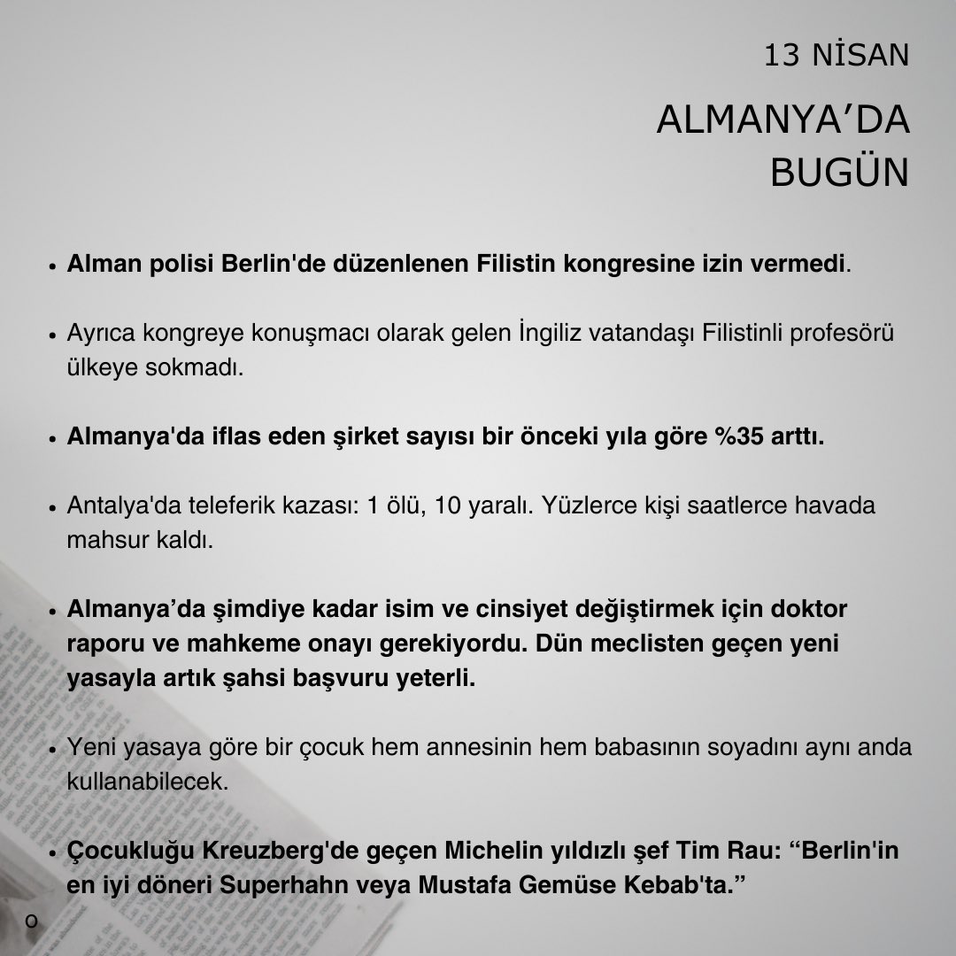 Almanya’da Bugün | 13 Nisan 2024