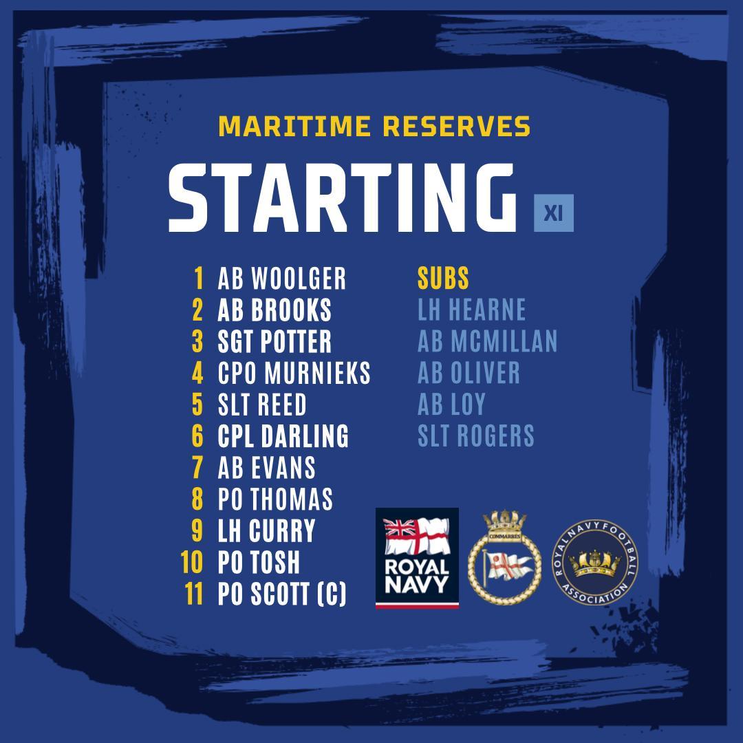 RNRRMRFootball's tweet photo. Team line up for tomorrow ⚽️ #starting11 #RNR #RMR #NavyvArmy #football @RNReserve https://t.co/CDLCQyuzmm