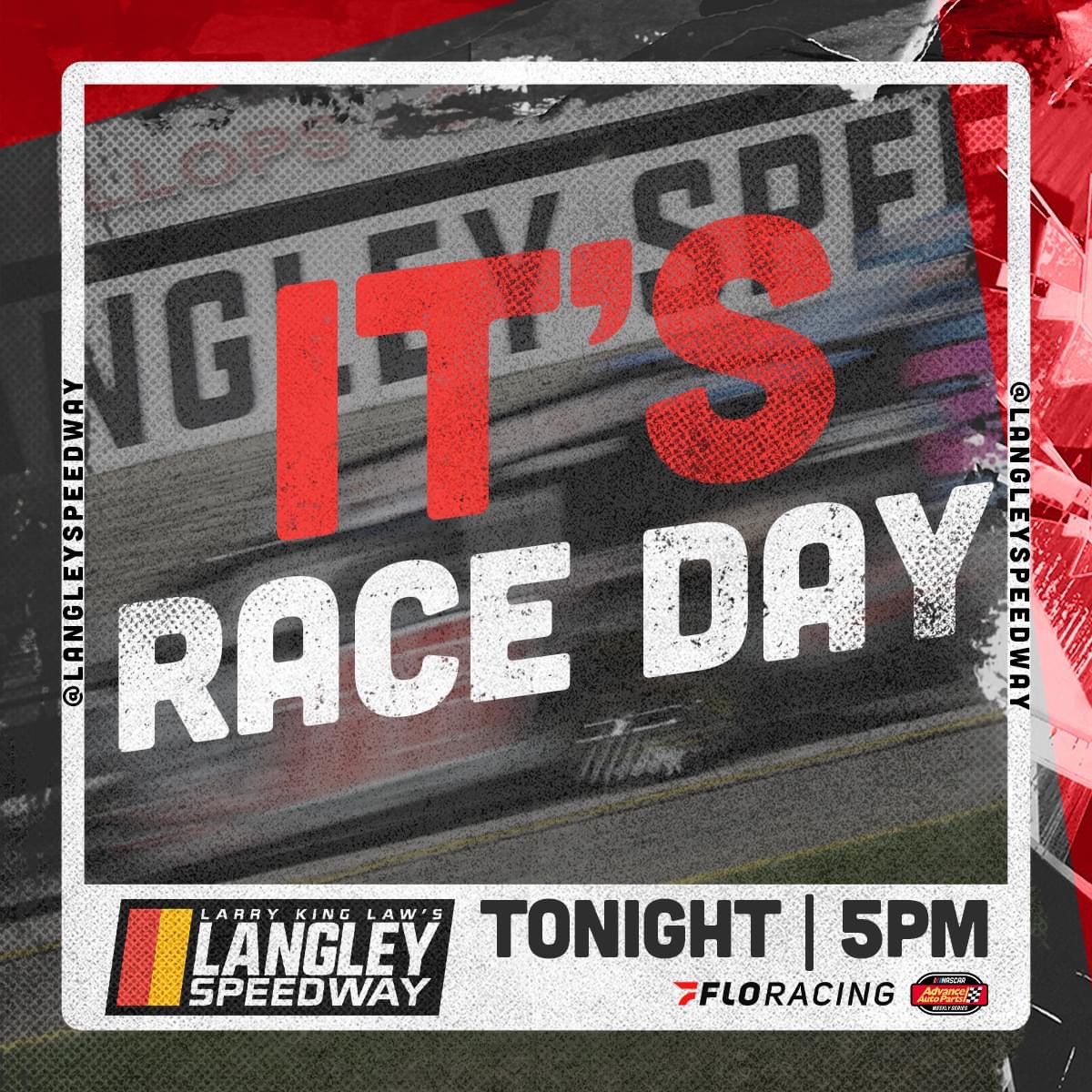 𝗥𝗔𝗖𝗘 𝗗𝗔𝗬 #𝟮 𝗢𝗙 𝟮𝟬𝟮𝟰 𝗜𝗦 𝗛𝗘𝗥𝗘. @NASCARRegional | 🟢5pm 🎟 bit.ly/langleytickets 📺 @FloRacing ℹ️ bit.ly/4asPdXf