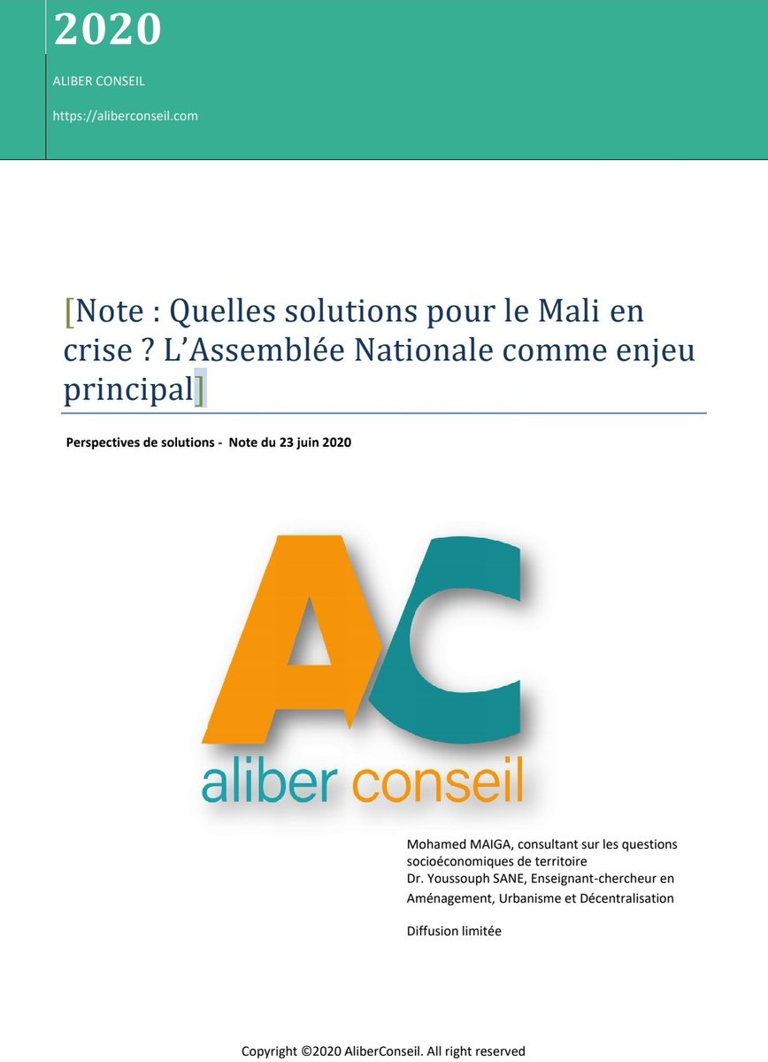 AliberConseil's tweet photo. En Juin 2020, @AliberConseil a rendu 2 notes sur la crise sociopolitique au Mali. En 2024, les racines de la même crise restent d'actualité.
contact@aliberconseil.com https://t.co/6MDHGGVeyJ