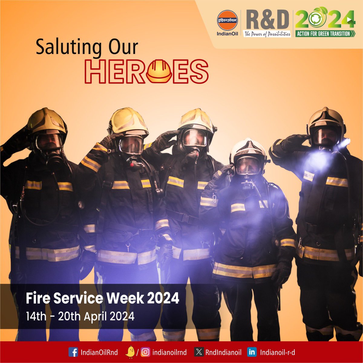 1/2 Honoring the bravery of our firefighting heroes! IndianOil R&D proudly acknowledges the unwavering dedication and bravery of our firefighters.