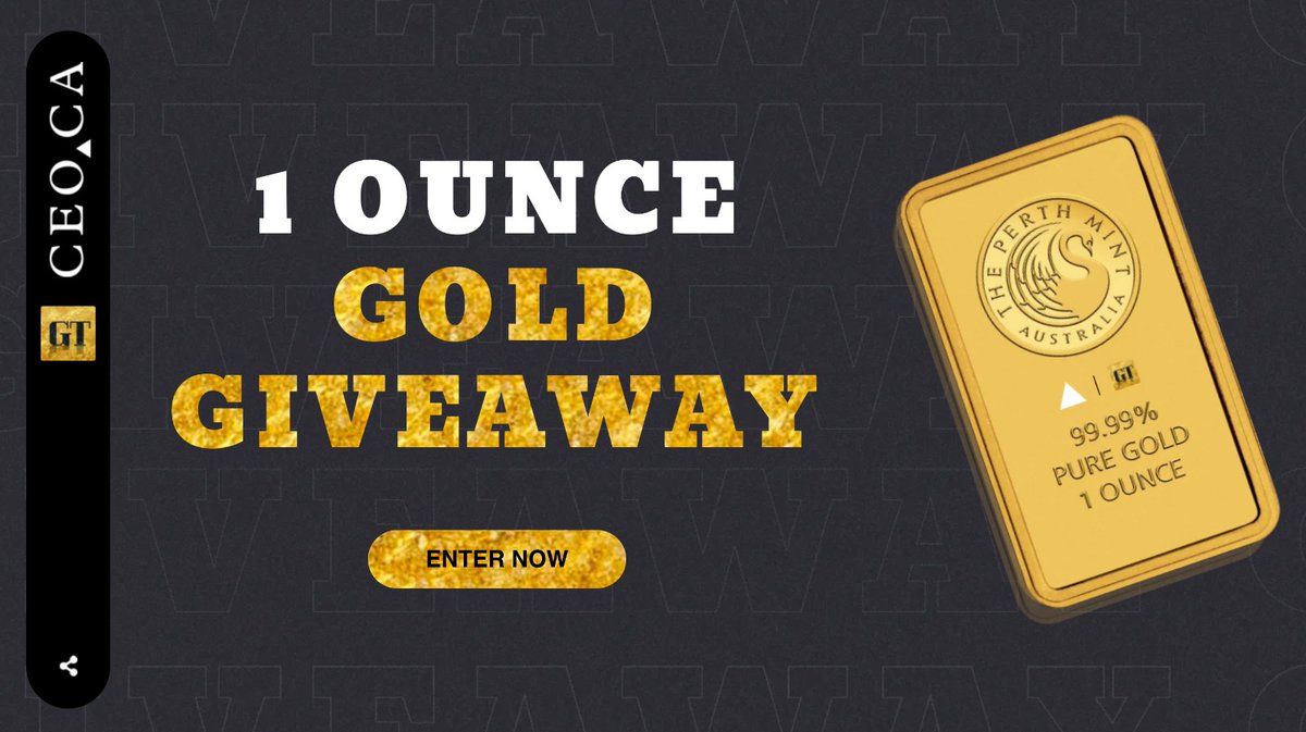 1 OUNCE GOLD BAR GIVEAWAY Gold has just hit an all-time high of ~$2,429. In celebration we’ve teamed up with @GoldTelegraph_ to give away a 1 ounce gold bar! Follow the steps below to be entered: - Follow @ceodotca & @GoldTelegraph_ - Subscribe at GIVEAWAY.CEO.CA -…
