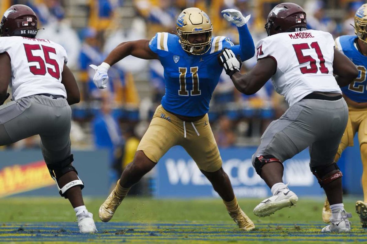 #UCLA edge Gabriel Murphy, projected as a Day 3 #NFLDraft pick, is visiting the #Vikings on Monday. Murphy, who has eight sacks in his final season with the Bruins, had a good showing at the Combine with a 4.68 40-yard dash.