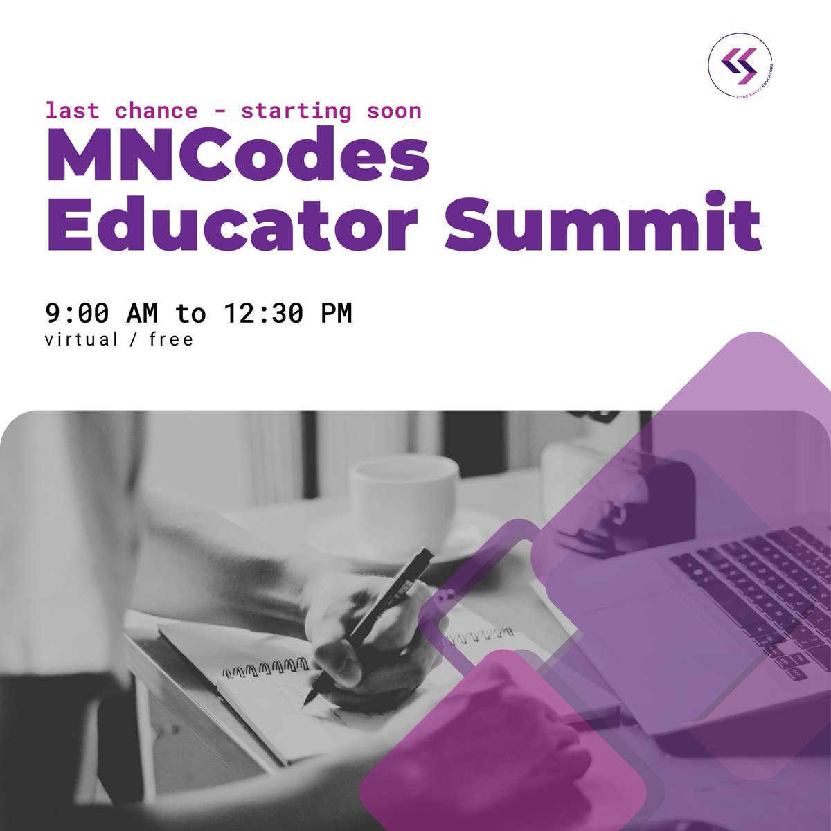 We are minutes away from the start of the MNCodes Educator Summit! Join us for a morning of learning and networking! We hope to see you soon 🥳 buff.ly/3I1GOO0