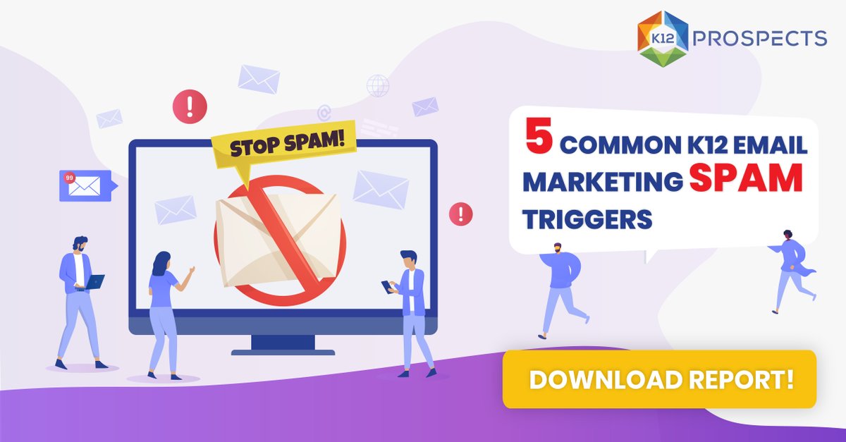Any keyword or phrase that email providers see as red flags are spam trigger words. This list of top spam words keeps your K12 marketing emails performing their best. bit.ly/2MhXx5W #ipadchat #ukedchat #pblchat #21stedchat