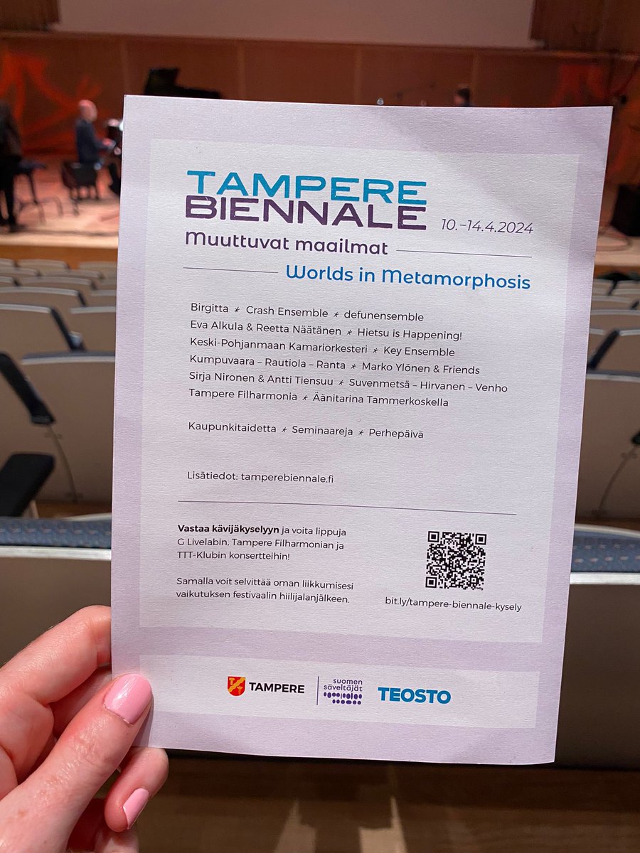 CRASH ENSEMBLE (@crashensemble) on Twitter photo All set for our concert tonight, ‘Stone or Rot’, at @tamperebiennale, Finland 🇫🇮
A huge thanks to <a href="/culture_ireland/">Culture_Ireland</a> for making this possible
tamperebiennale.fi/en/portfolio/c… All set for our concert tonight, ‘Stone or Rot’, at @tamperebiennale, Finland 🇫🇮
A huge thanks to <a href="/culture_ireland/">Culture_Ireland</a> for making this possible
tamperebiennale.fi/en/portfolio/c…