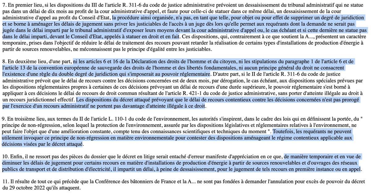 Contentieux administratif : Le @Conseil_Etat valide le régime contentieux dérogatoire & temporaire en matière d'énergie (créé au nom de la célérité). En refusant d'appliquer le principe de non-régression environnemental au contentieux administratif. => bit.ly/3TTtikZ