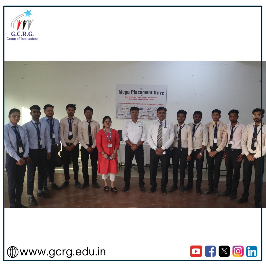 'Mega Placement Drive at G.C.R.G. Group of Institutions'

#OpportunityKnocks #CareerReady #FutureLeaders #gcrg_group_of_institutions