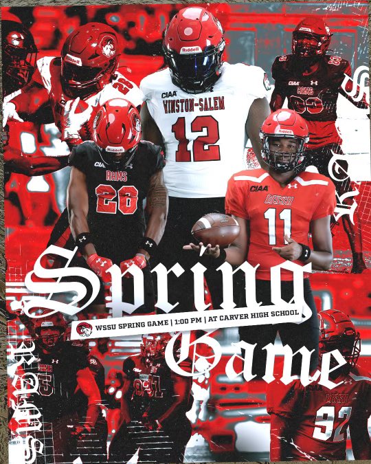 WSSU_Athletics's tweet photo. It’s 🏈 Gameday! 
Red🆚white
📍Winston-Salem, NC
🏟️ Carver High School 
⌚️1:00 pm
🎟️ free https://t.co/dPuki5vtDi