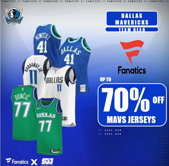 DALLAS MAVERICKS END-OF-SEASON SALE, @Fanatics 🏆 MAVS FANS‼️Take advantage of Fanatics EXCLUSIVE offer and get up to 70% OFF Dallas Mavericks gear using THIS PROMO LINK: fanatics.93n6tx.net/MAVSSALE 📈 HURRY! DEAL ENDS SOON🤝