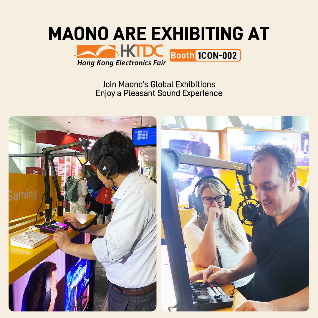 👋Greetings from the HKTDC Electronics Fair!  Maono team is showcasing cutting-edge audio technology and hosting a fun Spin-to-Win Lucky Draw at booth No. 1CON-002! 

Can't make it to the event? No worries! 
Enter our Discord Daily Draw: bit.ly/3VTt6EI 🎁

#maono #HKTDC