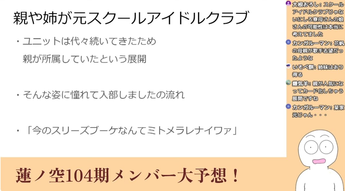 自分の配信内で予想した当たったり当たらなかったりした蓮ノ空104期メンバー予想です 