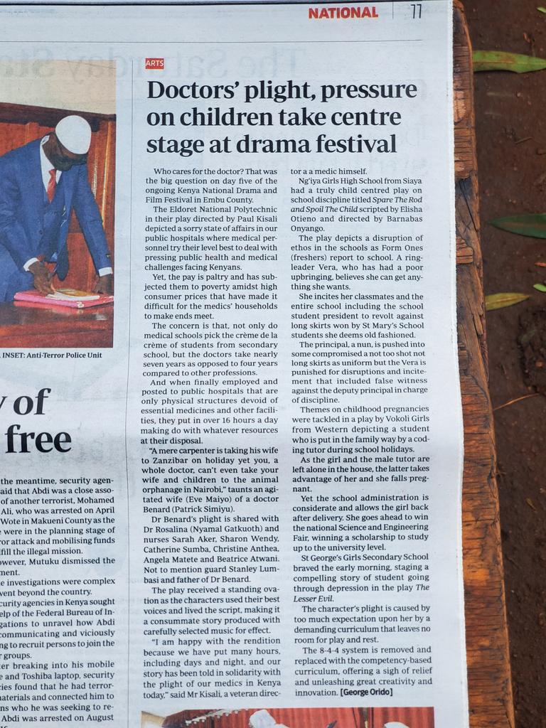 IanIanlimo10's tweet image. The plight of Doctors dramatized in a play in the drama festivals.
Everyone is watching, everyone is listening and Kenyans are behind us.