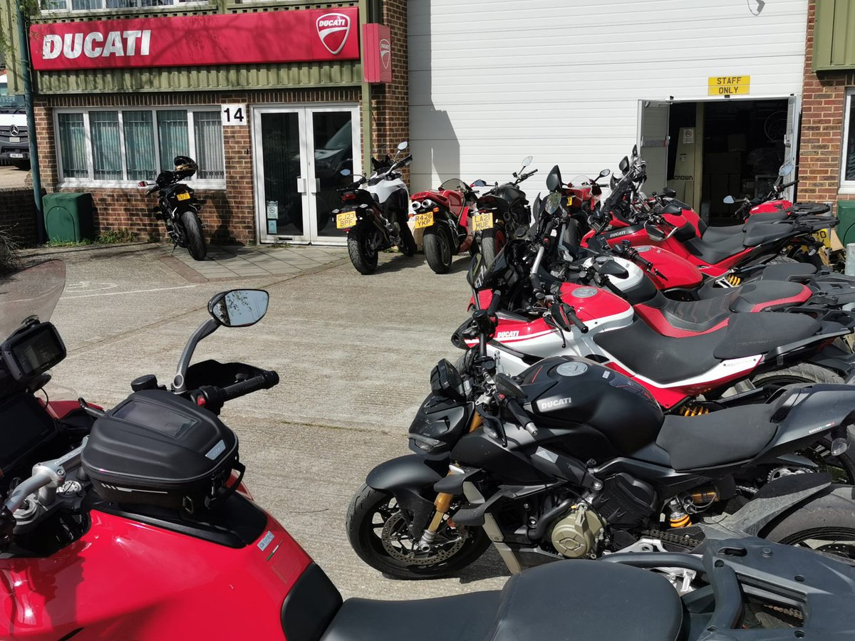 protwins's tweet photo. The 🌞 is out and the kettle is on! Why not hop on board and drop by to see us @protwins Premium @DucatiUK dealership with complete range of  @DucatiMotor motorcycles awaits you https://t.co/uSxtxA8lDG