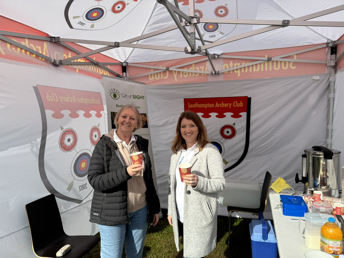 Enjoying our first event with @sac_archery this weekend! Serving refreshments to the archery pros at the UK record status competition. We’re delighted that the club are supporting Gift of Sight as their #CharityoftheYear. And the sun came out for us too! 🎯☀️
