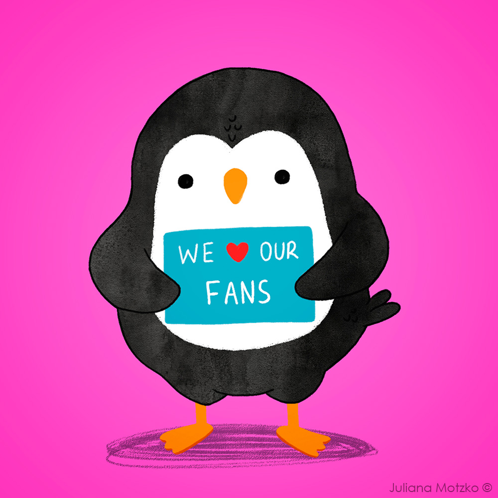 Our fans are the best! #ThePenguinsFamily #penguin #weloveourfans #cute #PenguinsLife #life #cartoon #dailylife #illustrator #ilustracao #kidlitart #kidlitartist #插图师 #企鹅 #插画 #JulianaMotzko