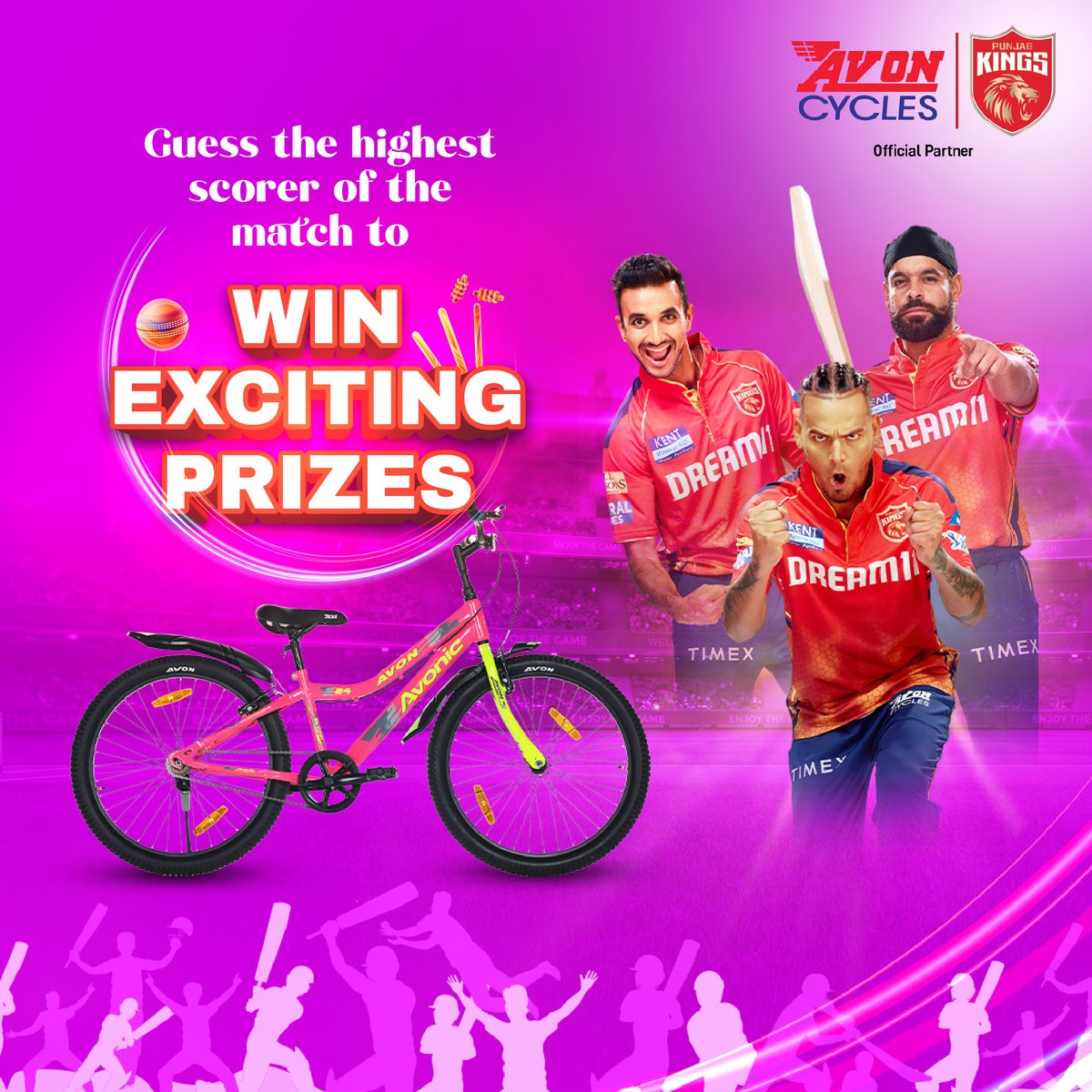 Share your guesses in the comments below for a chance to win exciting surprises 😍 #Avon #AvonCycles #KingsRideWithAvon #kings11punjab #SaddaPunjab #PBKS #T20Match #jazbahaipunjabi❣️💫