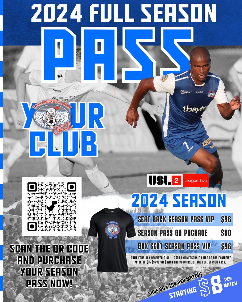 📣 2024 USL2 Game Tickets- Full Season Pass 🎟️ Experience the thrill of the 2024 USL2 Chill Season with our exclusive Tickets Membership now available for purchase! 🏟️ Secure your favorite spot on the field in advance and be part of the excitement. Become a proud member of the