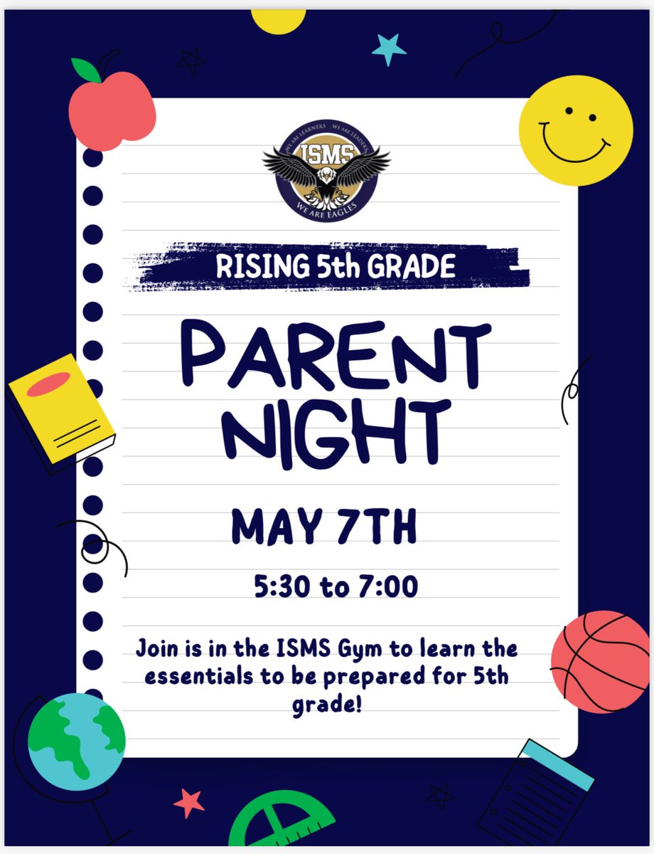 Indian Springs MS (@indianspringsms) on Twitter photo Don’t miss our Rising 5th Grade Parent Night on May 7th at 5:30 in the ISMS Gym! This is open to all rising 5th grade students and parents. Come meet the teachers, admin, counselors, and tour the campus! We can’t wait to see our future Eagles! 🦅 <a href="/shadygrovekisd/">Shady Grove Elementary</a> <a href="/WillisLaneES/">Willis Lane ES</a> Don’t miss our Rising 5th Grade Parent Night on May 7th at 5:30 in the ISMS Gym! This is open to all rising 5th grade students and parents. Come meet the teachers, admin, counselors, and tour the campus! We can’t wait to see our future Eagles! 🦅 <a href="/shadygrovekisd/">Shady Grove Elementary</a> <a href="/WillisLaneES/">Willis Lane ES</a>