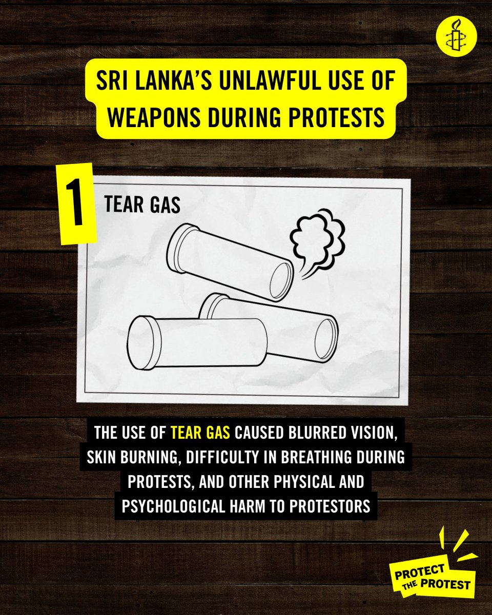 amnestysasia's tweet photo. SRI LANKA: Peaceful protest is not a crime. Yet, Sri Lankan authorities resort to tear gas, water cannon, batons, and even the military to silence and intimidate dissent. The Sri Lankan government must respect and protect the right to peaceful protest! 

✍️Join us in demanding an end to the crackdown by signing our petition here: https://t.co/dVeuou18pk

🔖Read our new report which investigates Sri Lankan authorities’ unlawful force against protesters: https://t.co/PimadzqeXP

#ProtectTheProtest #SriLanka #HumanRights