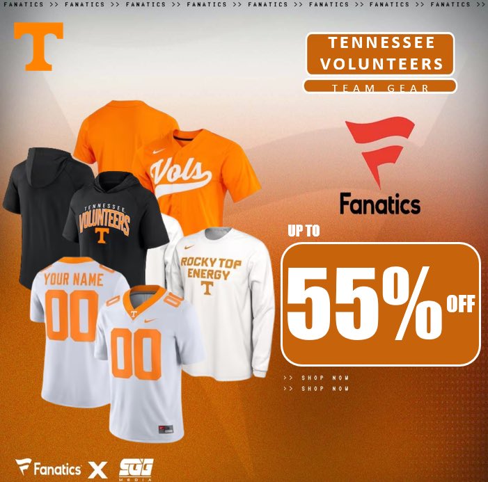 TENNESSEE VOLUNTEERS SUPER SALE @Fanatics🏆 VOLS FANS‼️ Get up to 55% OFF Tennessee Volunteers gear using THIS PROMO LINK: fanatics.93n6tx.net/VOLSDEAL 📈 HURRY! DEAL ENDS SOON🤝