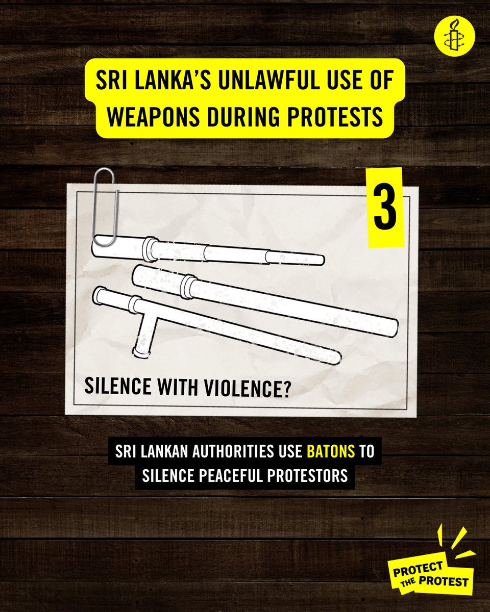 amnestysasia's tweet photo. SRI LANKA: Peaceful protest is not a crime. Yet, Sri Lankan authorities resort to tear gas, water cannon, batons, and even the military to silence and intimidate dissent. The Sri Lankan government must respect and protect the right to peaceful protest! 

✍️Join us in demanding an end to the crackdown by signing our petition here: https://t.co/dVeuou18pk

🔖Read our new report which investigates Sri Lankan authorities’ unlawful force against protesters: https://t.co/PimadzqeXP

#ProtectTheProtest #SriLanka #HumanRights