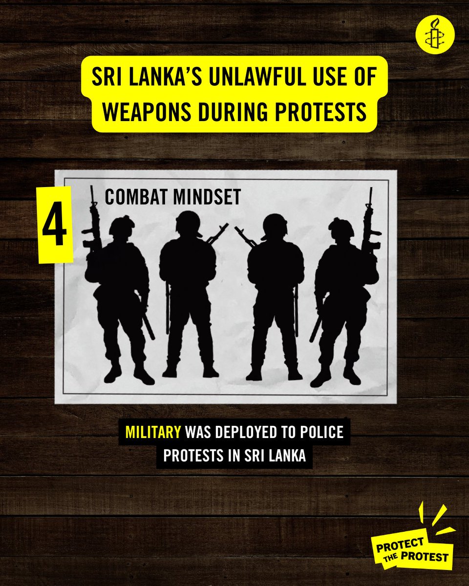 amnestysasia's tweet photo. SRI LANKA: Peaceful protest is not a crime. Yet, Sri Lankan authorities resort to tear gas, water cannon, batons, and even the military to silence and intimidate dissent. The Sri Lankan government must respect and protect the right to peaceful protest! 

✍️Join us in demanding an end to the crackdown by signing our petition here: https://t.co/dVeuou18pk

🔖Read our new report which investigates Sri Lankan authorities’ unlawful force against protesters: https://t.co/PimadzqeXP

#ProtectTheProtest #SriLanka #HumanRights