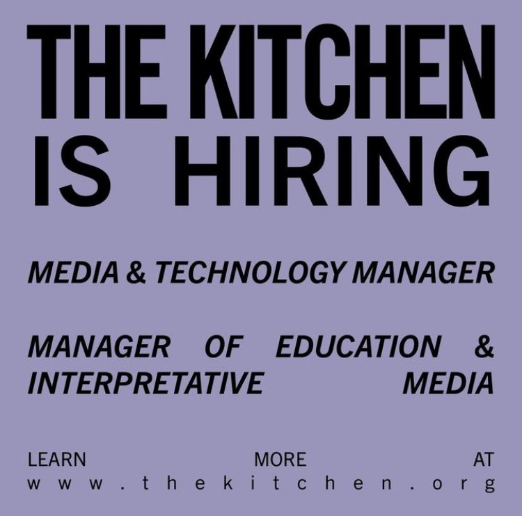<a href="/TheKitchen_NYC/">The Kitchen</a> is hiring thekitchen.org/jobs/