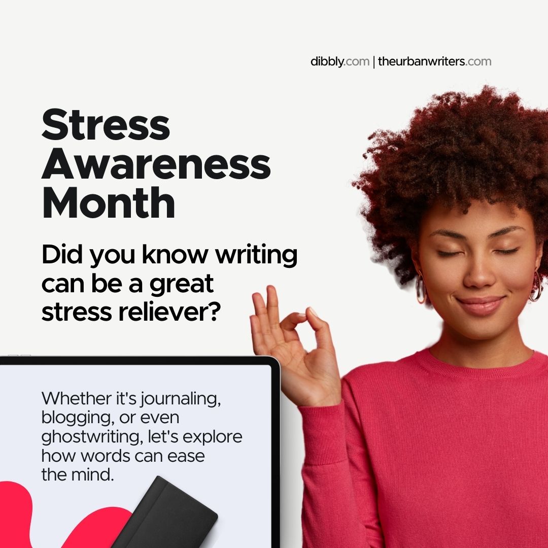 April is Stress Awareness Month. Did you know writing can be a great stress reliever? Whether it's journaling, blogging, or even ghostwriting, let's explore how words can ease the mind. ❓️What are your go-to stress relief methods? #StressRelief #WritingTherapy
