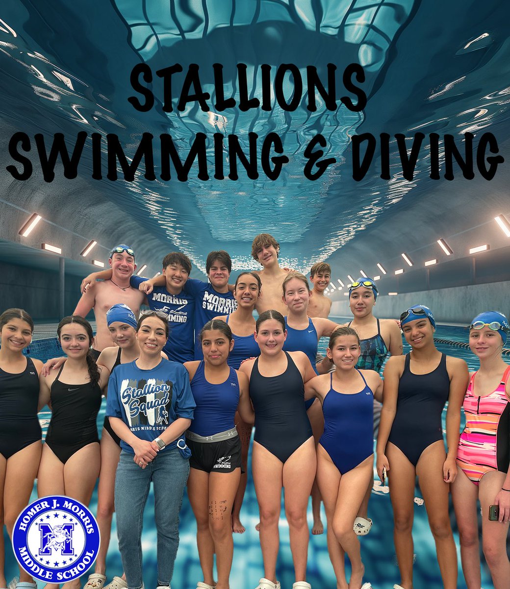 Good luck to our Stallion Swimmers as they compete in today’s meet! Hope y’all have a splash-tastic time!! 💙🤍💙🤍 #morrispride #districtofchampions #misd