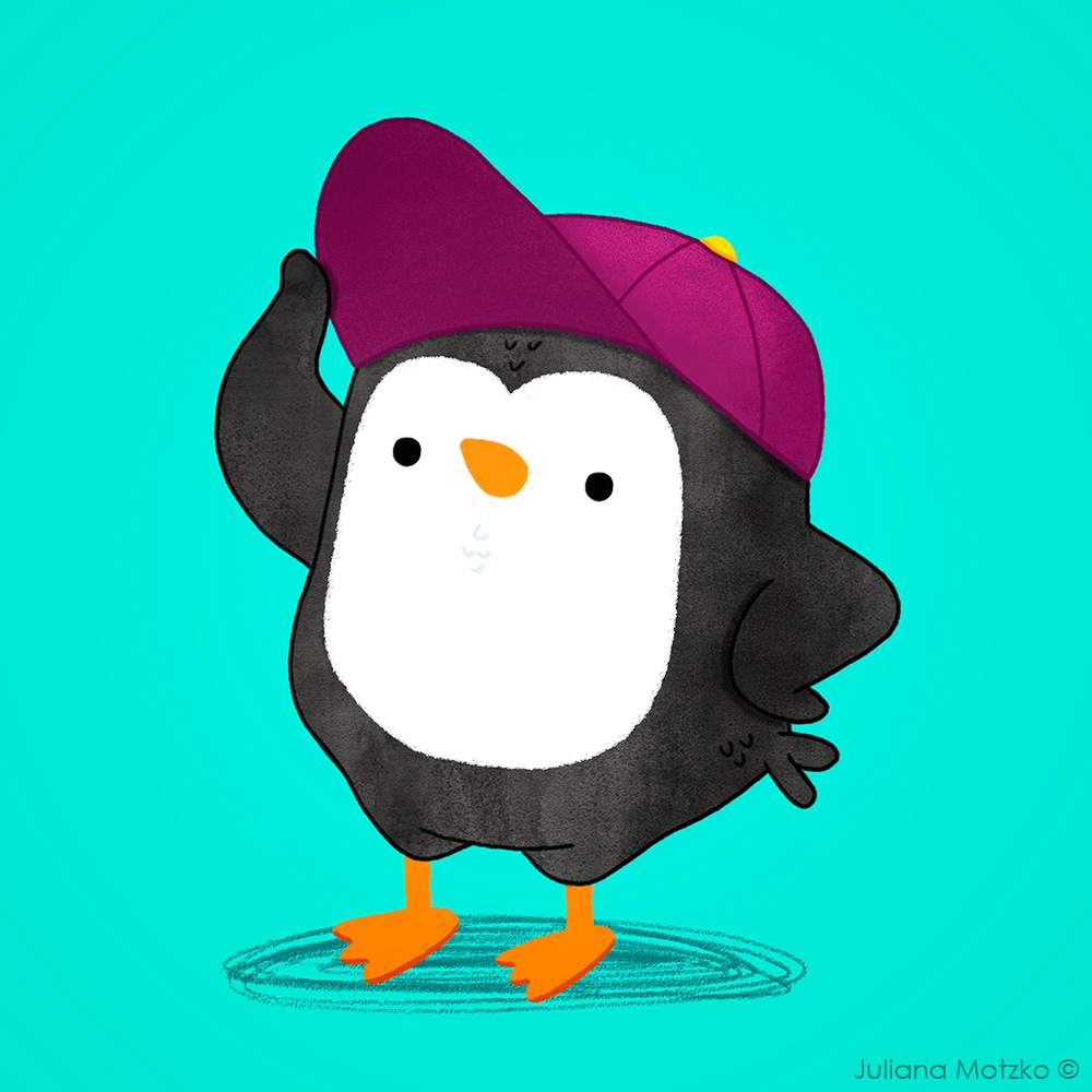 A good day for a cap! #ThePenguinsFamily #penguin #wearacap #cute #PenguinsLife #life #cartoon #dailylife #illustrator #ilustracao #kidlitart #kidlitartist #插图师 #企鹅 #插画 #JulianaMotzko