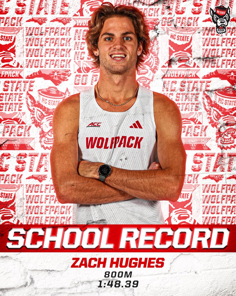 Wolfpack_TFXC's tweet photo. A new name at the 🔝
Shoutout to Zach Hughes for breaking the school record for the outdoor 800m last night at the Duke Invite!!
#WolfpackTF - #PackRunning https://t.co/IV6XXiEfQS