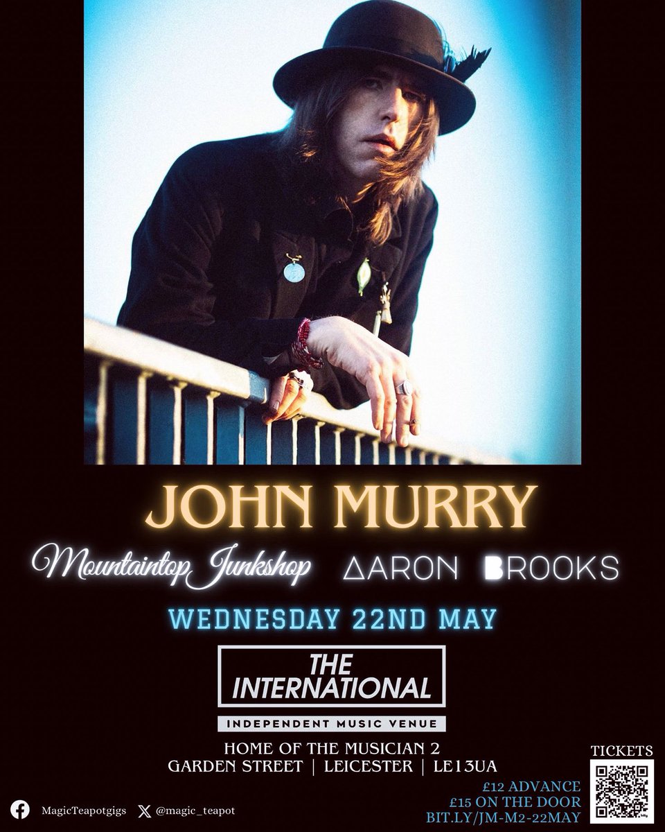 Looking forward to catching up with our dear friend @johnmurry on May 22nd at The International/ Musician 2. A magical night of music in a beautiful venue. Tickets 🎫 @seetickets ✨@magic_teapot @MusicianVenue seetickets.com/event/john-mur…