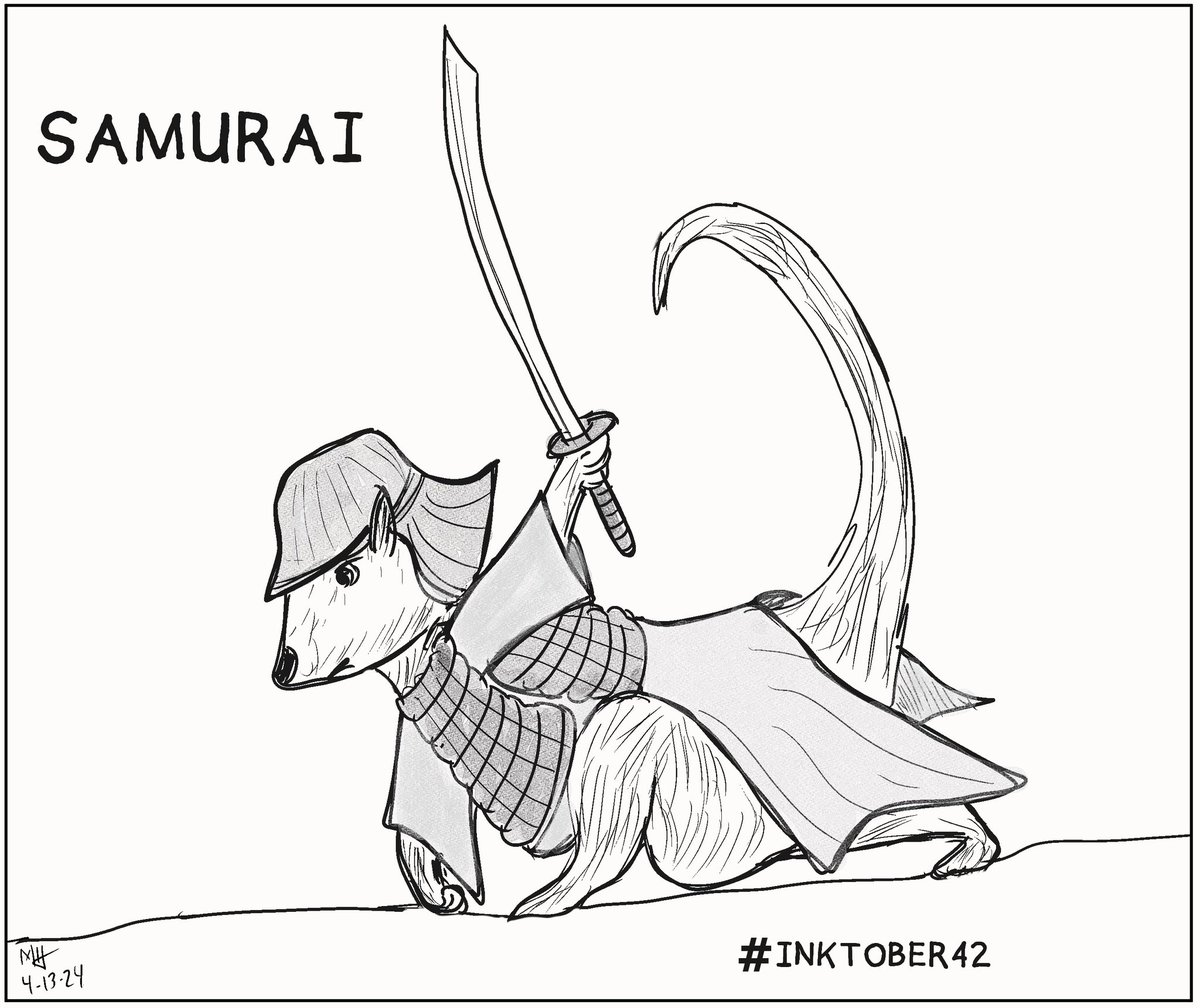 #Inktober52 Samurai. Samurai Squirrel arrives. #Inktober52Samurai #Inktober #kidlitart #illustration #scbwiillustrators #scbwi