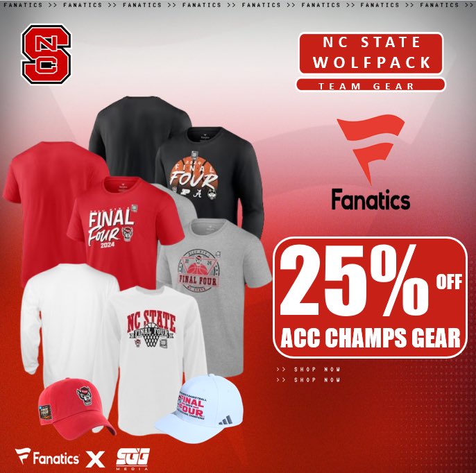 NC STATE 2024 ACC CHAMPIONS GEAR SALE @Fanatics 🏆 WOLFPACK FANS‼️Get your 2024 NC STATE ACC Champs gear today for up to 25% OFF using this PROMO LINK: fanatics.93n6tx.net/NCSTATE 📈 HURRY! SUPPLIES GOING FAST🤝