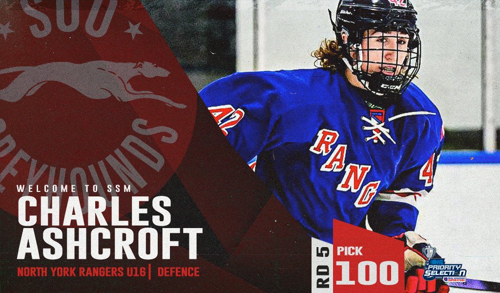 OHLHoundPower's tweet photo. With the 100th pick in the 2024 OHL Priority Selection, the Soo Greyhounds are proud to select Charles Ashcroft from the North York Rangers U16
@OHLHockey | #OHLDraft https://t.co/qJ9NPiAUms