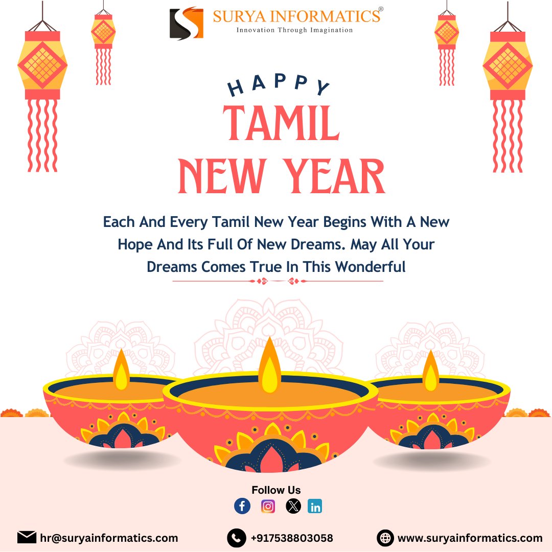 As the sun rises on this auspicious day, may your life be filled with brightness and positivity. - Surya Informatics Solutions
#NewYear  #Tamil  #HAPPYNEWYEAR  #newyears2024 #newyearseve2024