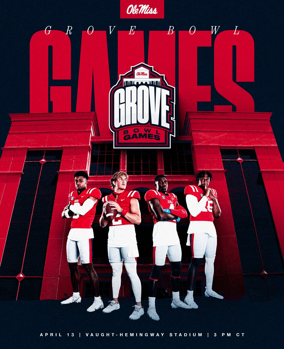 GROVE BOWL GAMEDAY ‼️

🎟️ Free Admission
🕒 3:00 PM Kickoff
🏟️ Vaught-Hemingway Stadium
📺 SECN+ 
💻 rebs.us/3TZznfw
🎙️ rebs.us/3vPDrae