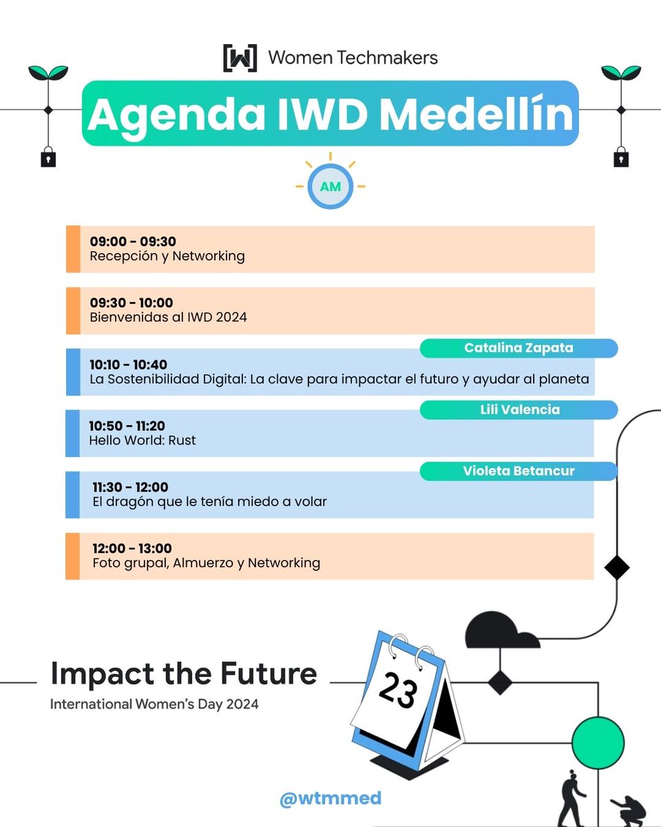 WTMmed's tweet photo. ¡Conoce nuestra agenda para el evento de hoy! International Women's Day Medellín es un hecho, hoy nos vemos desde las 9:00am en el auditorio Fundadores de EAFIT🥳💙 #IWD2024 #ImpactTheFuture #IWDMedellin https://t.co/fWDuAn9Y4D