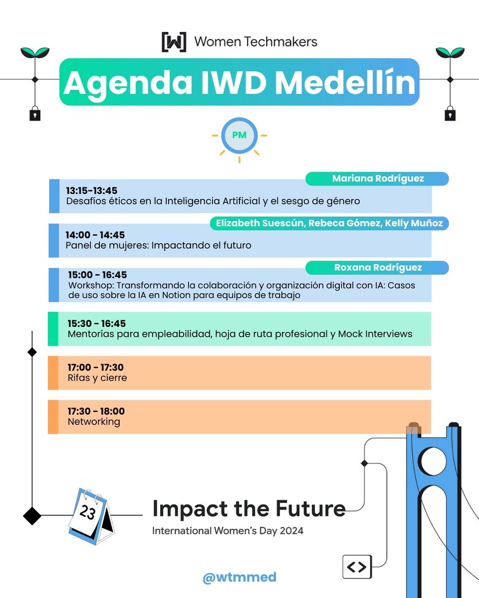 WTMmed's tweet photo. ¡Conoce nuestra agenda para el evento de hoy! International Women's Day Medellín es un hecho, hoy nos vemos desde las 9:00am en el auditorio Fundadores de EAFIT🥳💙 #IWD2024 #ImpactTheFuture #IWDMedellin https://t.co/fWDuAn9Y4D