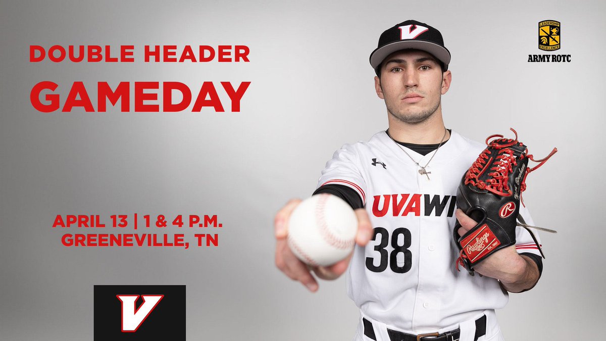 @UVAWiseBaseball is on the road again to face against the Tusculum Pioneers. Brought to you by @UVAWiseArmyROTC & @ArmyROTC ⚾️

📍Greeneville, TN.
🕐 1 & 4 P.M.
📺 @FloBaseball 
📊shorturl.at/oRZ19

#GoCavsGo | #IgnitedWeStand