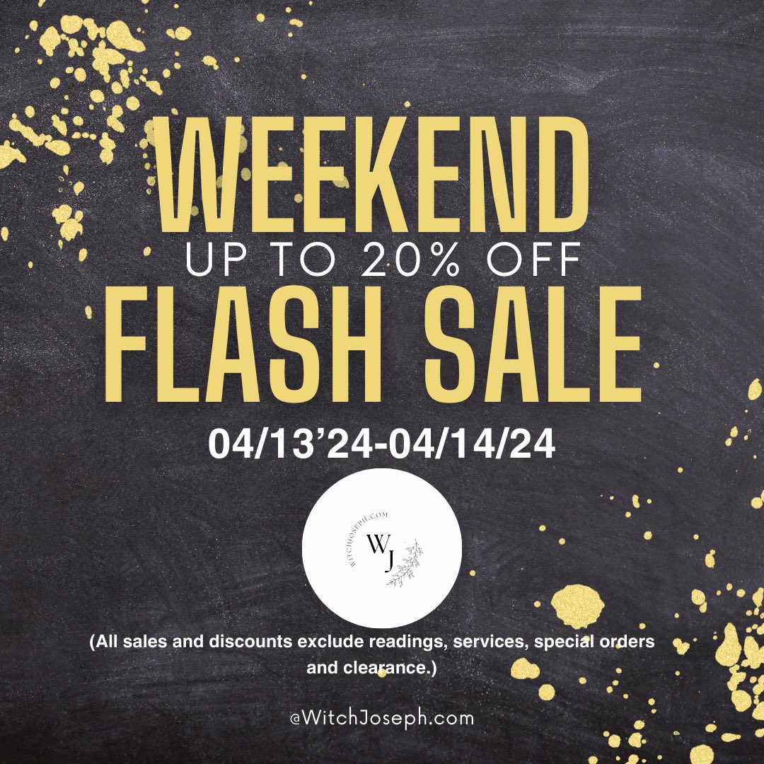 Don’t miss out on the Weekend Flash Sale xoxoxox

#Witchcraft #Magick #Pagan #GoodMagick #WitchJoseph #Animism #FolkMagick
#HighMagick #CeremonialMagick #TraditionalWitchcraft #Wicca #Ritual #Ceremony #Goddess #Goetia #Theurgy #LHP #Hermetic #ChaosMagick #HedgeWitch #Thelema