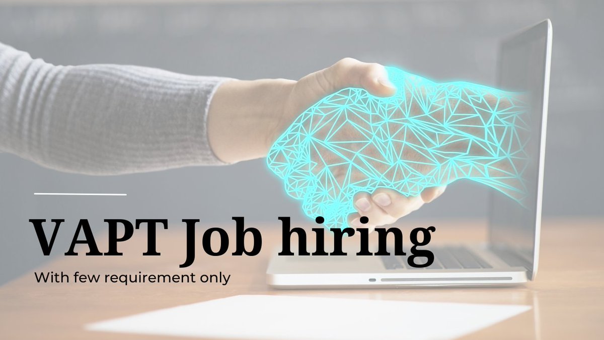 𝐑𝐞𝐜𝐞𝐧𝐭 𝐕𝐀𝐏𝐓 𝐣𝐨𝐛 𝐨𝐩𝐞𝐧𝐢𝐧𝐠

Comment for more info and how to apply for the job

#infosec #hacking #hacker #cybersecurity #bugbounty #vapt #bugbountytips #cybersec #opening #jobopening