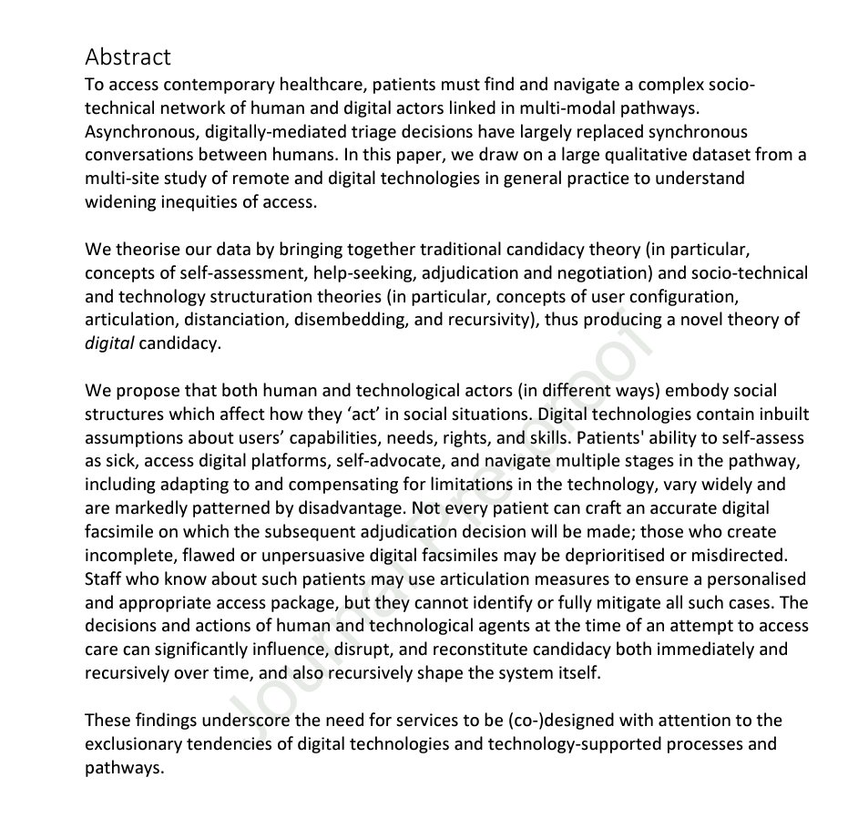 Access & triage in contemporary general practice: a novel theory of digital candidacy sciencedirect.com/science/articl… via @DakinFrancesca & @trishgreenhalgh et al
