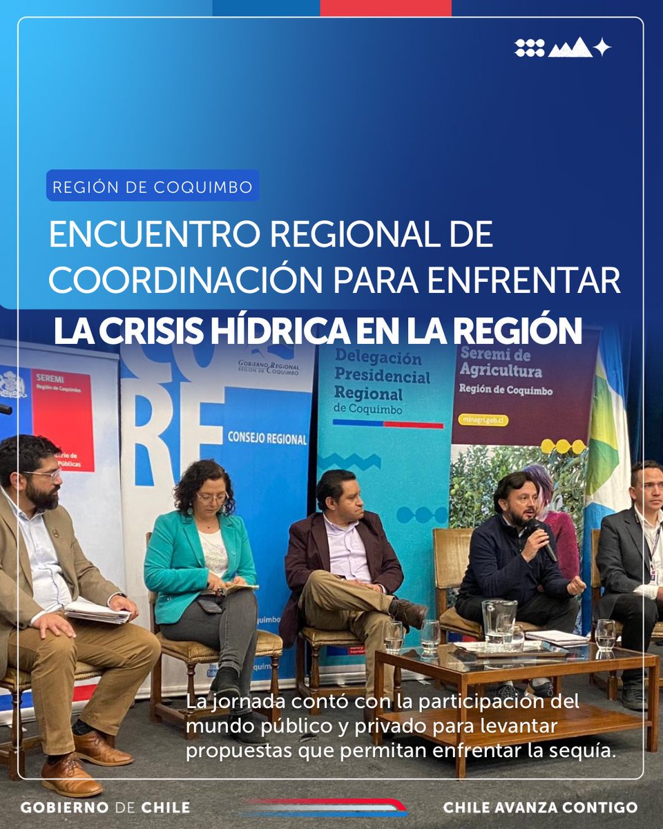 Rodrigo Sanhueza, director #DGA del @mop_chile expuso en la Mesa del Agua que lidera el @DPRCoquimbo, Galo Luna, donde se coordinan acciones con todos los actores para enfrentar la crisis hídrica. Tod@s debemos aportar para enfrentar los efectos adversos del cambio climático.